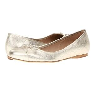 Jack Rogers Ballet Flats Quilted Metallic Gold Leather Women 8.5 Bow Round Toe